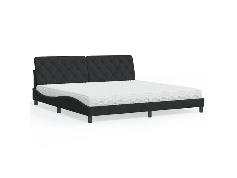  Lit avec matelas noir 200x200 cm velours  - Conforama B