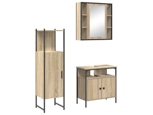 Ensemble de mobilier de salle de bain 3 pièces marron cf64483