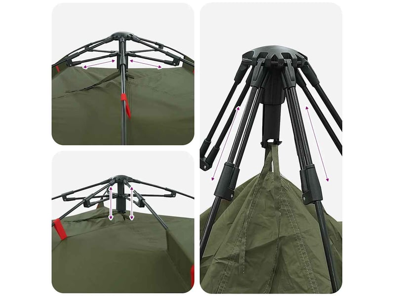  Tente de pêche, tente de camping 4 personnes vert olive libération rapide shl71169  - Conforama E