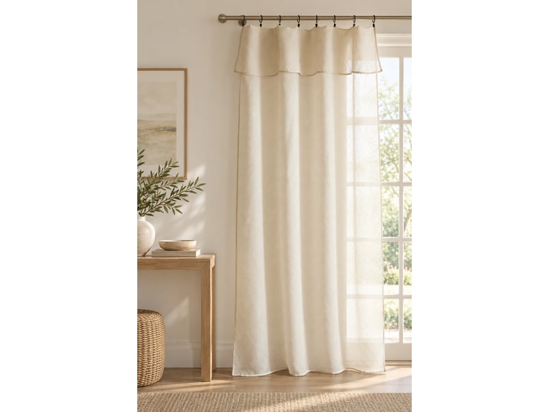  Rideau ajustable + 8 anneaux pince 140 x 270 cm polyester effet bouclette elda sable 15666 - Conforama B