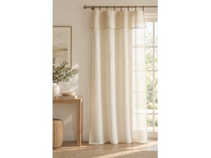Rideau ajustable + 8 anneaux pince 140 x 270 cm polyester effet bouclette elda sable