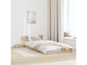 Lit adulte, lit simple, cadre de lit avec tête de lit marron 90x200cm bois cf3043