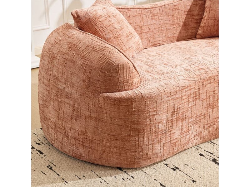  Canapé deux places courbé - rose - 170x87x65 cm - 25 kg - mousse+ressort - 2 coussins inclus - prêt à l'emploi rose - Conforama D