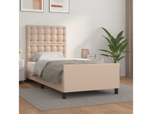 Lit adulte, lit simple, cadre de lit sans matelas cappuccino 100x200cm similicuir cf12457