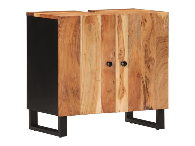  Meuble sous évier, armoire salle de bain 62x33x58 cm bois d'acacia et d'ingénierie cf65487  - Conforama A