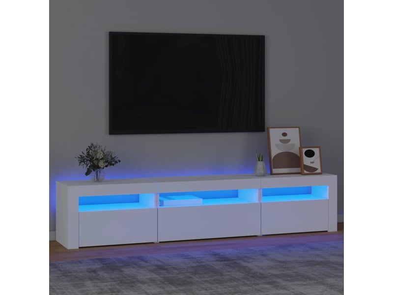  Meuble tv - banc tv - meuble de rangement avec lumières led blanc 195x35x40 cm  - Conforama B