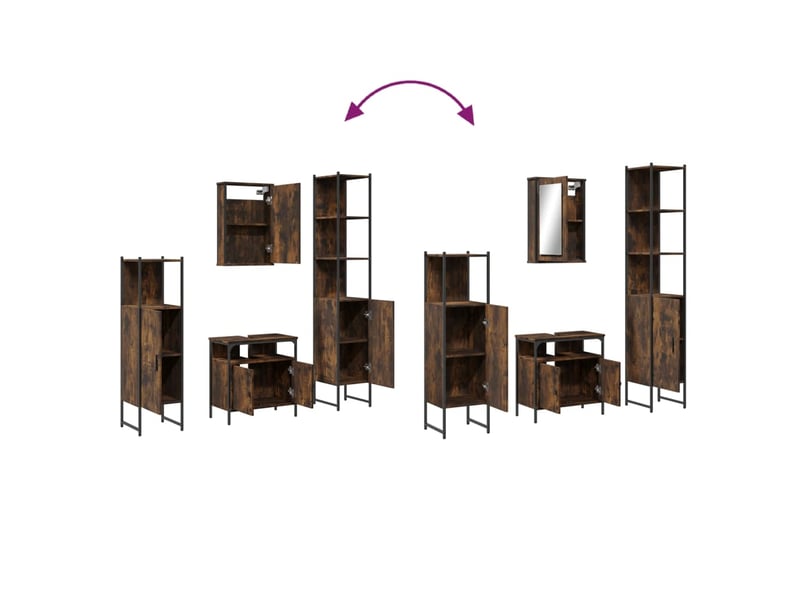 Ensemble de meubles de salle de bain 4 pcs chêne fumé bois cf63858 - Conforama E