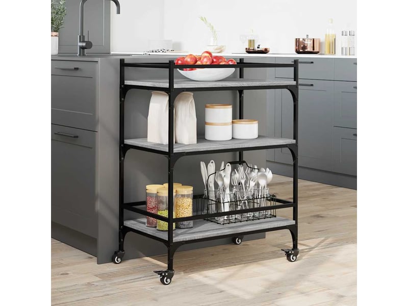  Desserte de cuisine, chariot de rangement sonoma gris 65x40x86,5 cm bois d'ingénierie  - Conforama C