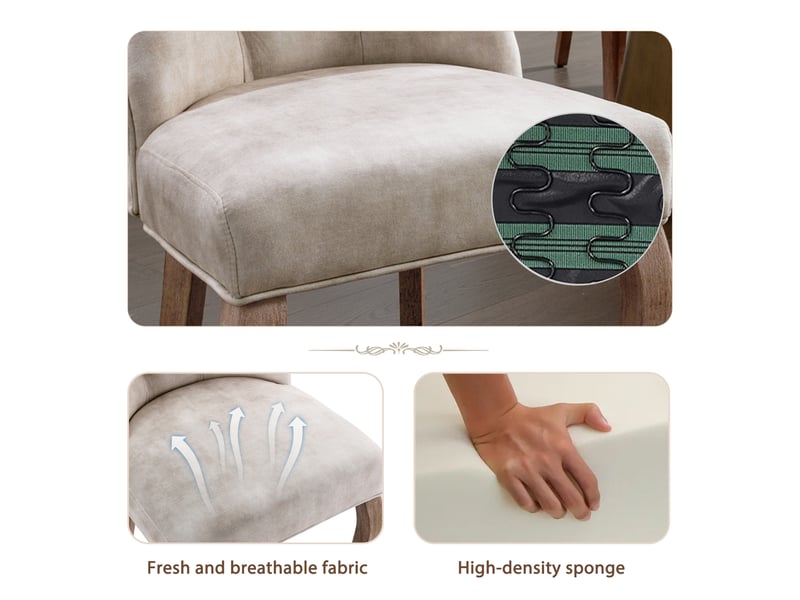  Lot de 4 chaises de salle à manger en velours beige clair WF297932AAJ-4 - Conforama E