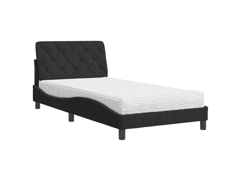  Lit avec matelas noir 100x200 cm velours  - Conforama A