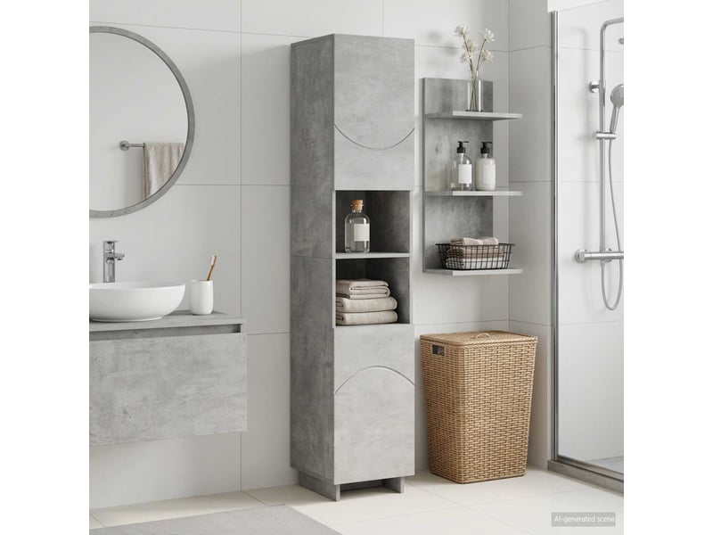 Meuble de rangement salle de bain gris béton 36.5x38x180 cm - Conforama B