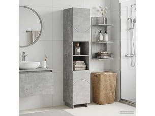 Meuble de rangement salle de bain gris béton 36.5x38x180 cm