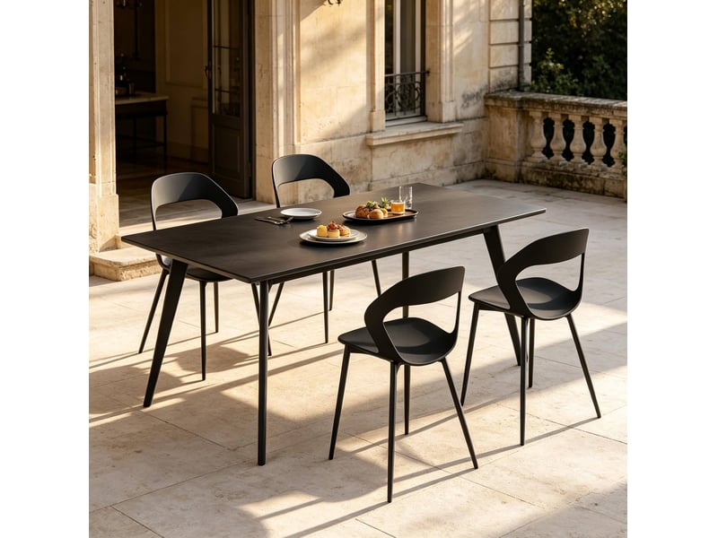  Chaise de salle à manger design moderne, lot de 4, dossier ergonomique, noire cravdom  - Conforama C