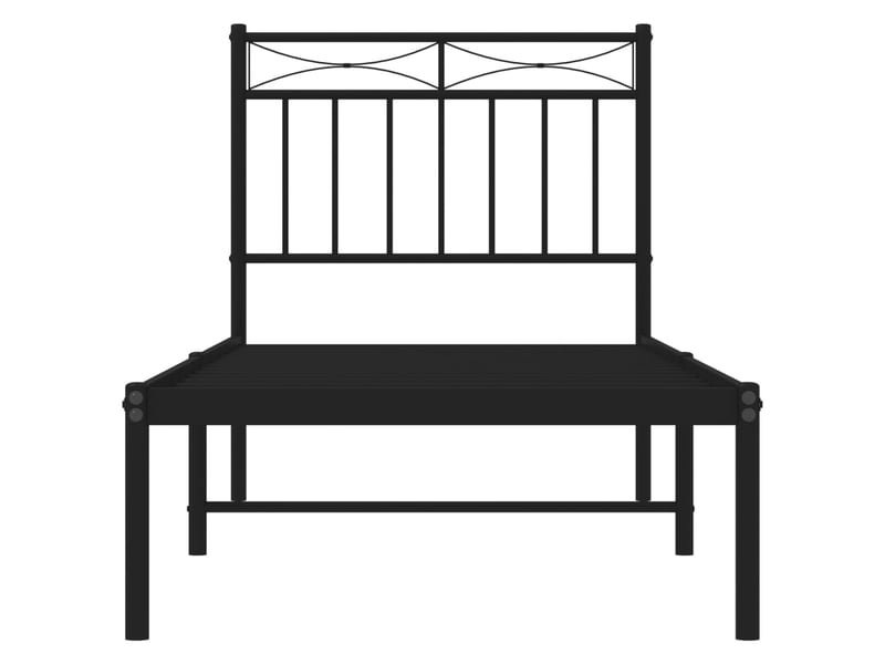  Lit simple- lit adulte -  cadre de lit métal sans matelas avec tête de lit noir 80x200 cm  - Conforama D