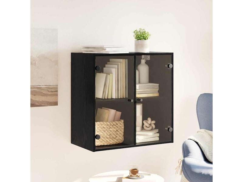 Meuble mural, meuble de rangement salon 68 x 37 x 68,5 cm bois d'ingénierie chêne noir - Conforama D