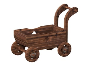 Jardinière surélevée à roulettes en bois brun, style brouette vintage, 68 x 38 x 52 cm pour le jardin