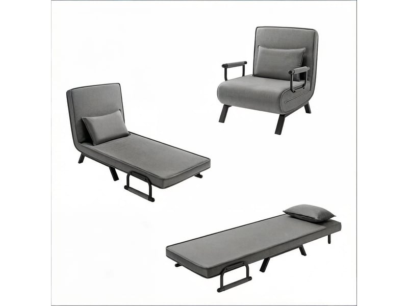  Fauteuil-lit convertible 1 place, pliable 3-en-1 avec couchage spacieux et dossier réglable  - Conforama E