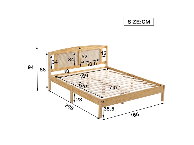  Lit 2 places 160x200cm coloris naturel lit enfant naturel - Conforama C