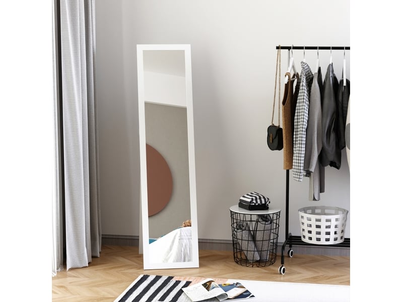 Miroir sur pied et mural 37 x 37 x 154 cm – blanc – vue en pied, cadre mdf rectangulaire intemporel - Conforama B