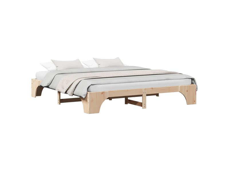 Lit double- lit adulte - cadre de lit naturel 200 x 200 cm pin massif - Conforama A