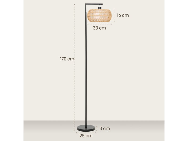  Lampadaire bohème à double paroi avec abat-jour, 3 températures de couleur, luminosité réglable et télécommande  - Conforama E