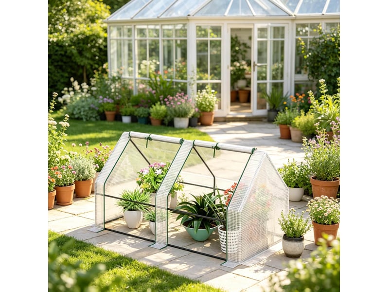  Mini-serre de jardin 180 x 90 x 90 cm avec bâche en polyéthylène 140 gm² et 2 fenêtres enroulables  - Conforama C