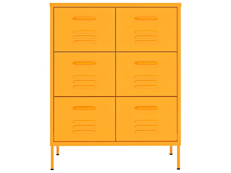  Armoire de rangement bureau, armoire à tiroirs jaune moutarde 80x35x101,5 cm acier  - Conforama C
