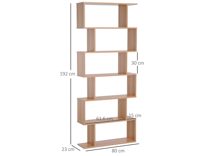  Bibliothèque moderne en bois à 6 étagères pour la maison et le bureau  - Conforama E