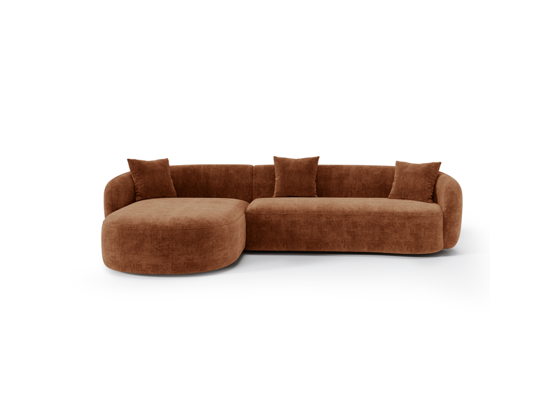 Canapé d'angle gauche 4 places en velours texturé terracotta celine 1CELAGVTTC - Conforama C