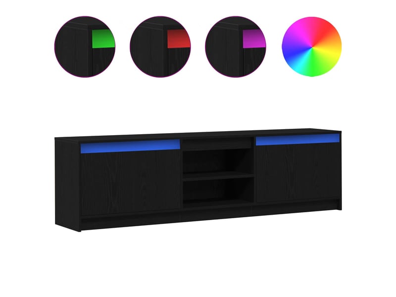  Meuble tv - unites tv 2 pcs noir bois d'ingénierie  - Conforama D