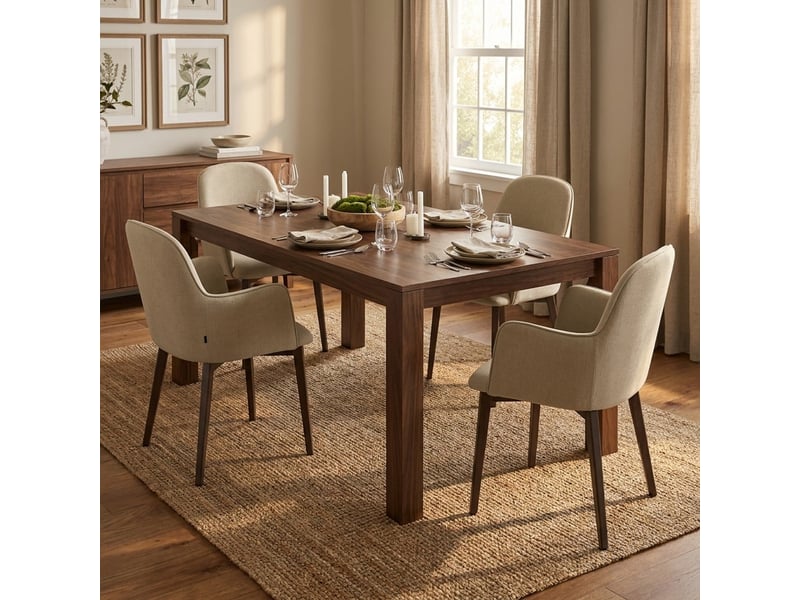 Lot de 4 chaises de salle à manger rembourrées en tissu easy-clean hug - beige - Conforama B