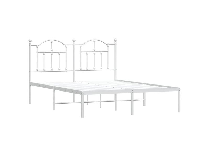  Lit double- lit adulte -  cadre de lit métal sans matelas et tête de lit blanc 135x190 cm  - Conforama B