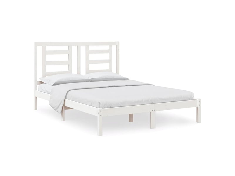  Lit double- lit adulte -  cadre de lit sans matelas blanc 140x200 cm bois de pin massif  - Conforama A