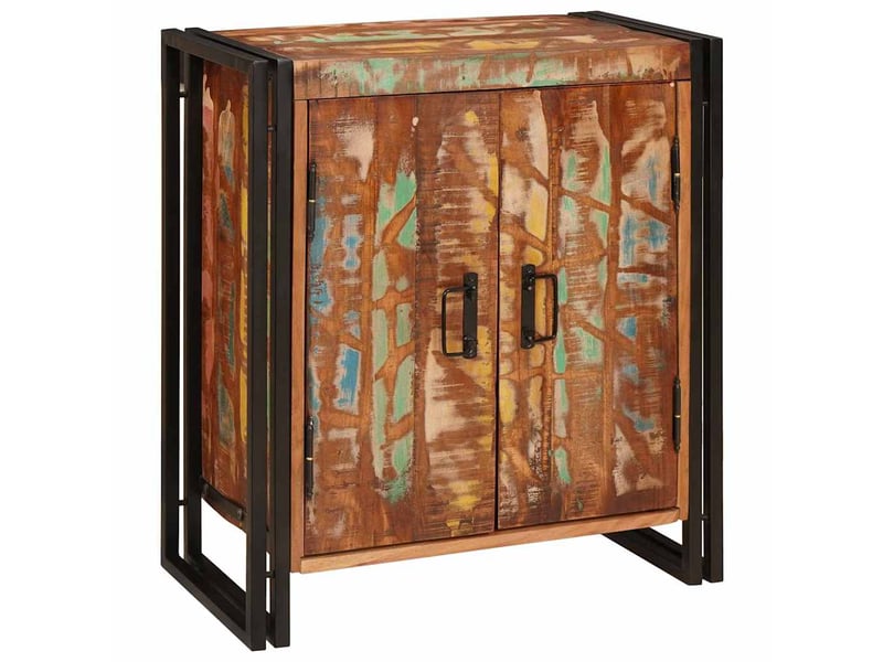  Table de chevet multicolore bois massif recyclé  - Conforama A