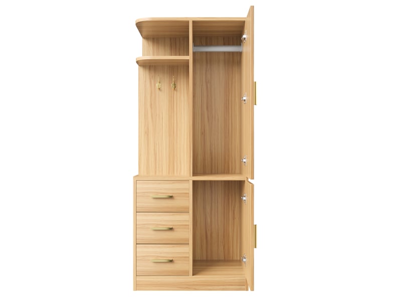 Armoire 1 porte avec rangements 70x50x170 cm coloris bois naturel - Conforama D