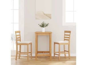 Lot de 2 tabouret de bar, chaise de bar avec coussins naturel bois massif d'hévéa