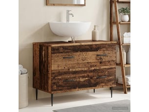 Meuble sous lavabo de salle de bain haarlem bois ancien cf64888