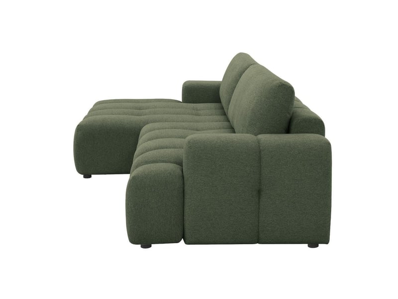  Canapé d'angle convertible avec coffre en tissu texturé vert olive berenice - angle gauche 12391-M3-VEROL - Conforama E