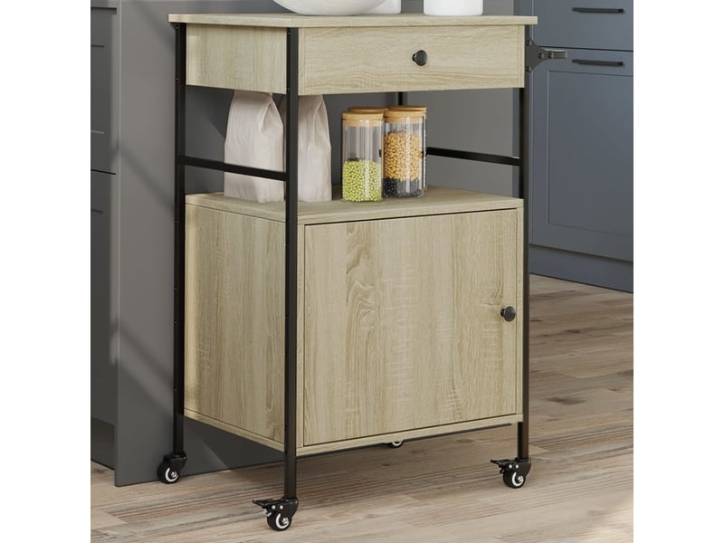  Desserte de cuisine, chariot de rangement chêne sonoma 56x43x89,5 cm bois d'ingénierie  - Conforama B