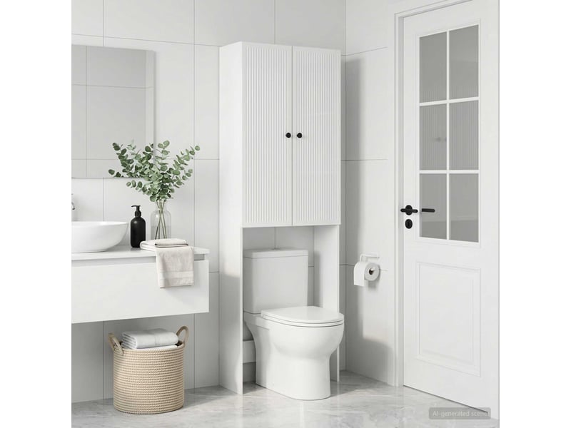  Armoire de toilette, meuble de toilette ede blanc brillant 66x25.5x190 cm  - Conforama B