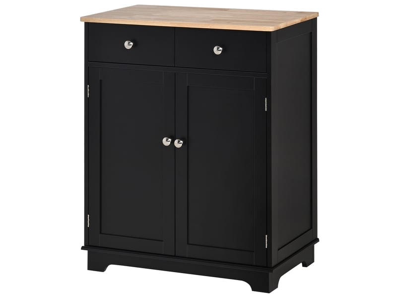  Buffet salon noir placards 2 tiroirs étagères réglables 68x40x85 cm  - Conforama B