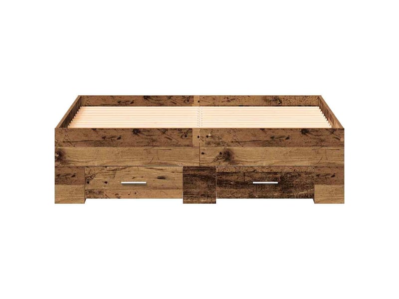 Lit double- lit adulte - cadre de lit bois ancien 120 x 190 cm bois d'ingénierie - Conforama D