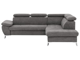 Canapé d'angle droit convertible ALLY 2 4 places Tissu Gris (F187) avec coffre de rangement