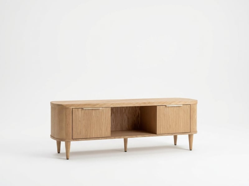 Bobochic meuble tv 2 portes 180 cm mazargues placage chêne massif marron clair MAZARGUES - Conforama A