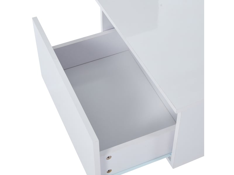  Table basse led 100x50x35 cm 2 tiroirs mdf blanche  - Conforama D