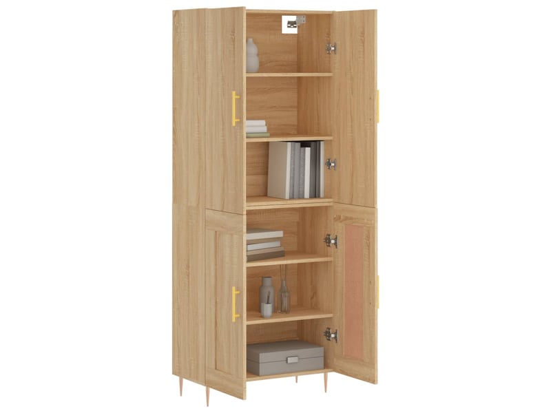  Buffet haut - bahut - meuble de rangement chêne sonoma 69,5x34x180 cm bois d'ingénierie  - Conforama C