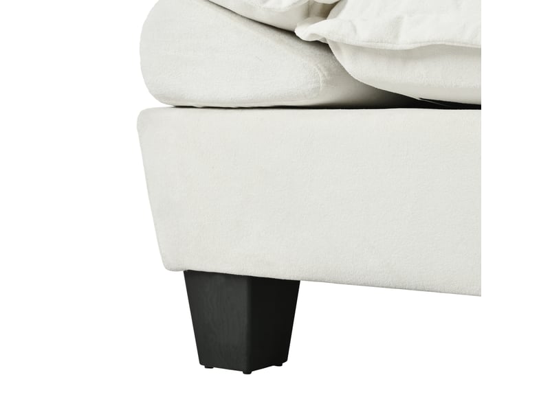  Canapé d'angle modulable beige avec pouf, ports usb et rangement - tissu chenille 224x151x90 cm  - Conforama W