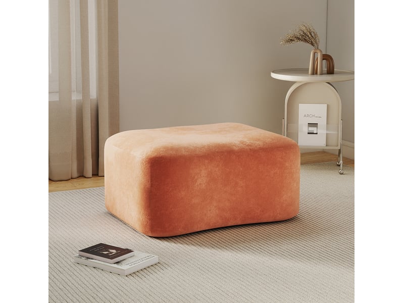  Pouf 96x69x45 cm modulable en velours orange  - Conforama B