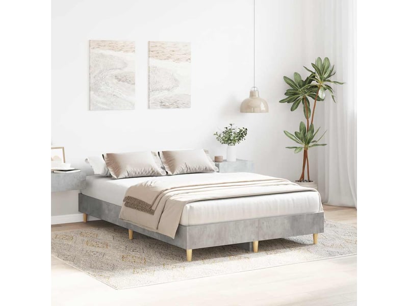  Lit double- lit adulte -  cadre de lit sans matelas gris béton 135x190 cm bois ingénierie  - Conforama B