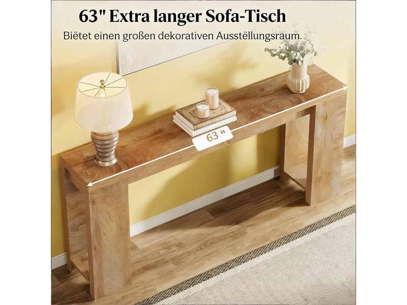  Table console d'entrée en panneau de particules marron 160x29,5x85 cm  - Conforama E
